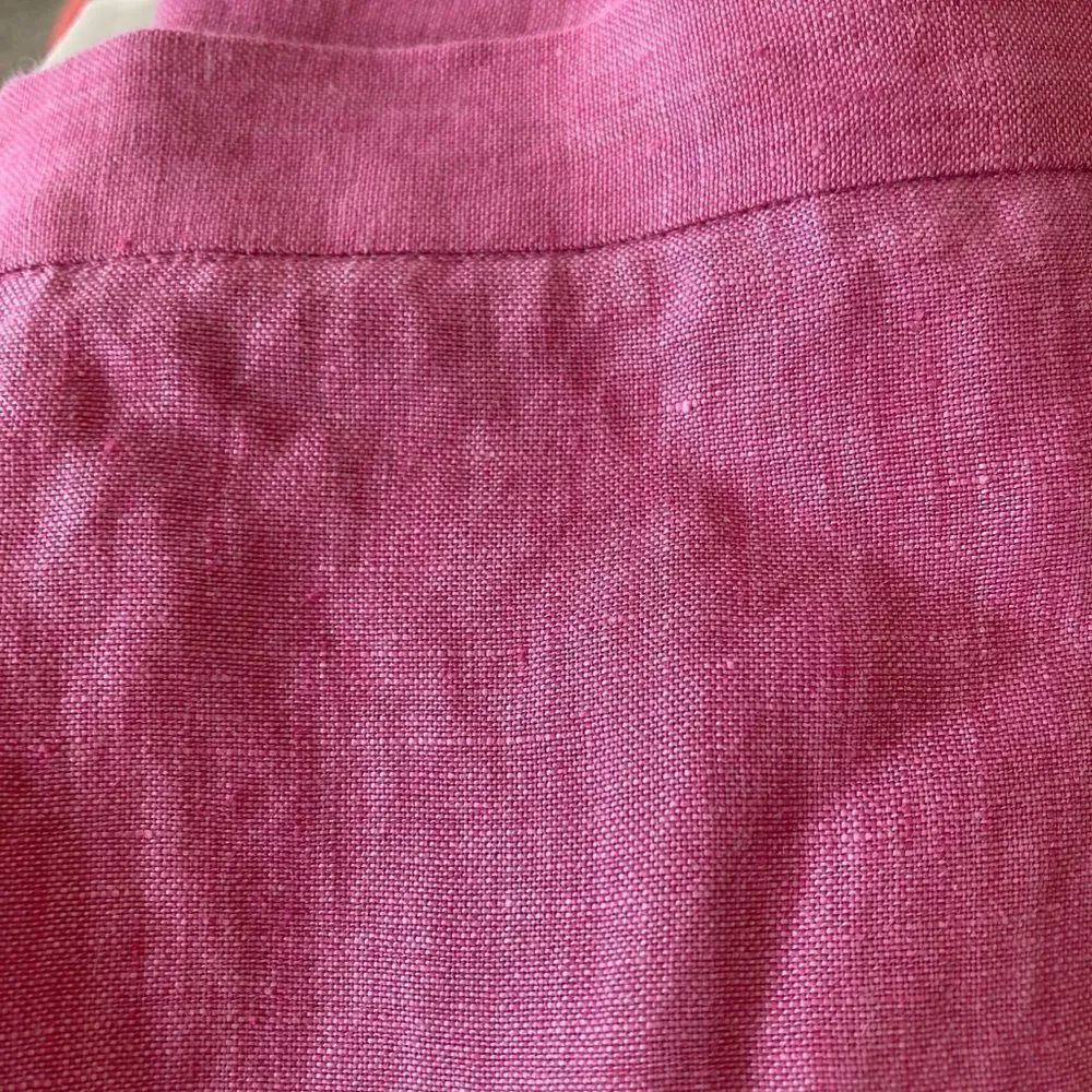 Willi Smith linen pants w/ fitted waist crochet hem